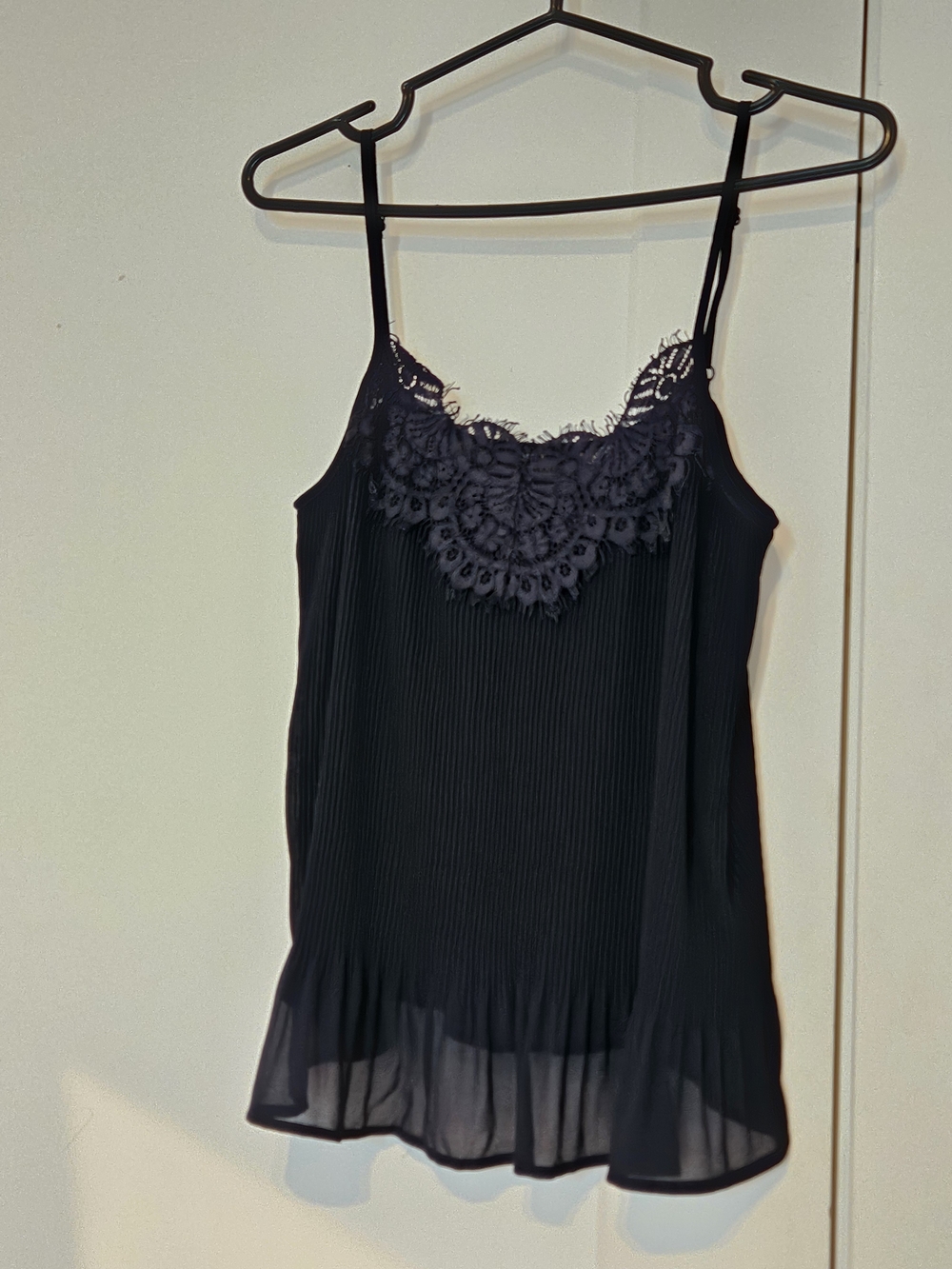 Only Navy Lace-Trim Pleated Camisole